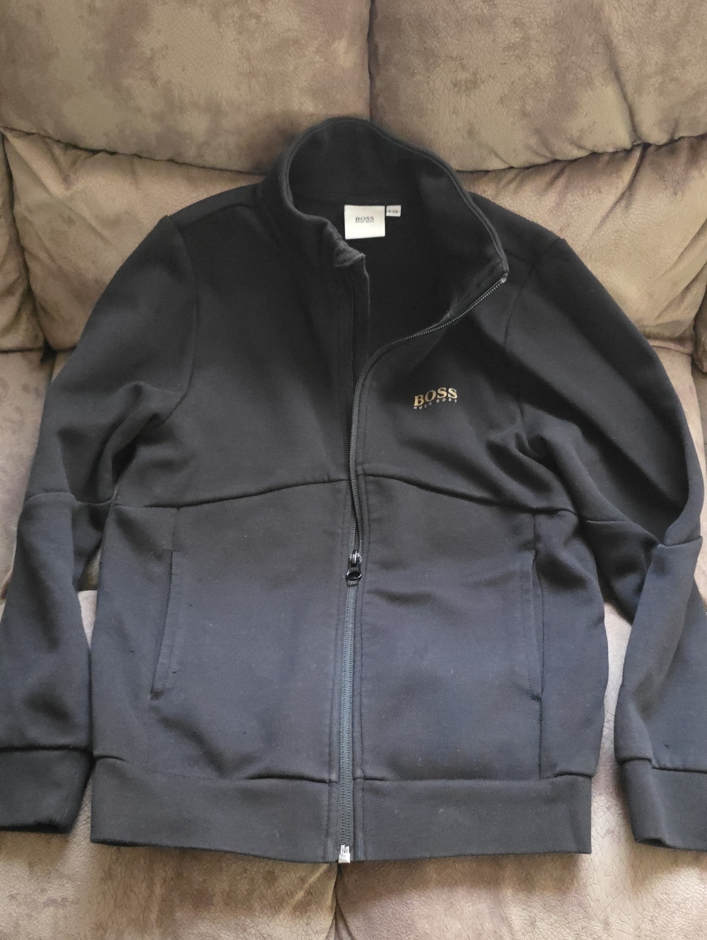 BOSS Black Jacket with Gold Logo Embroidery